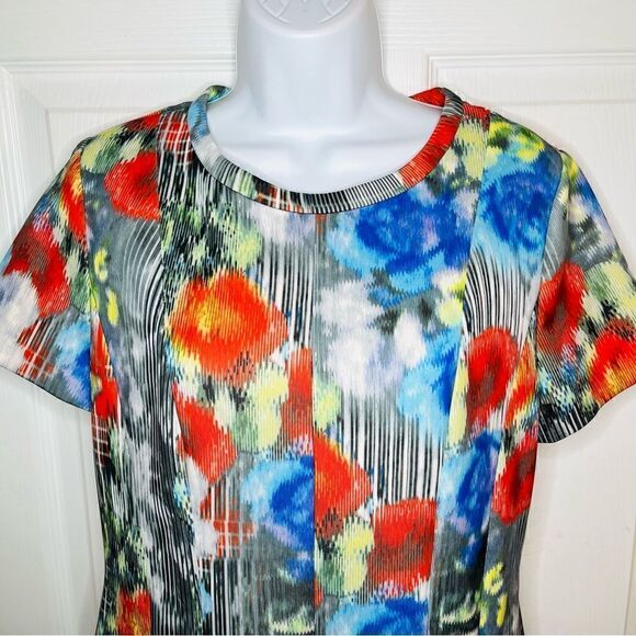 Catherine Malandrino Vondie Print Scuba Fit Flare Dress Pleated Floral 10 - Picture 6 of 12